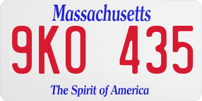 MA license plate 9KO435
