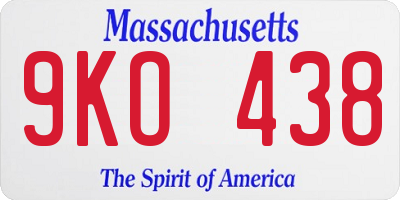 MA license plate 9KO438