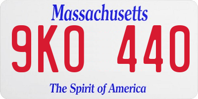 MA license plate 9KO440