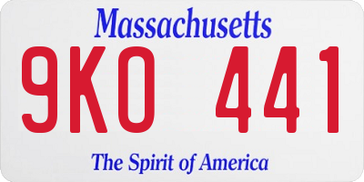 MA license plate 9KO441