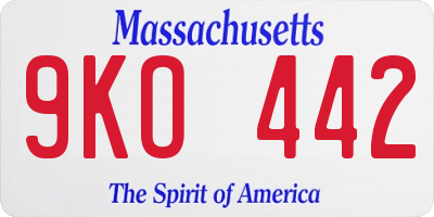 MA license plate 9KO442