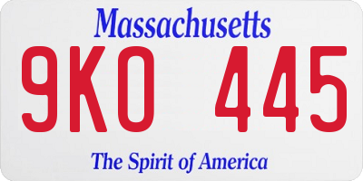 MA license plate 9KO445