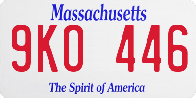 MA license plate 9KO446