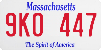 MA license plate 9KO447