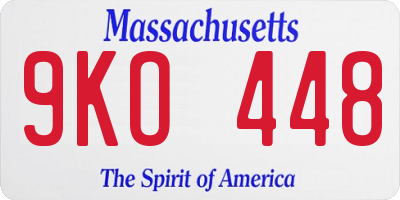 MA license plate 9KO448