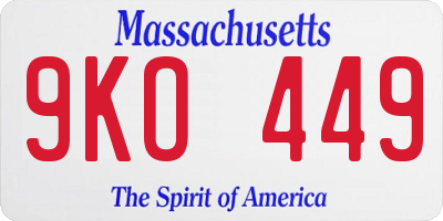 MA license plate 9KO449