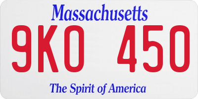 MA license plate 9KO450