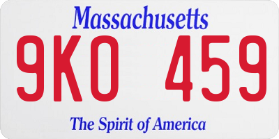 MA license plate 9KO459