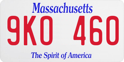 MA license plate 9KO460