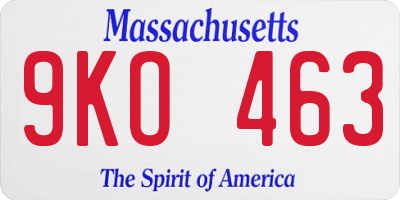 MA license plate 9KO463