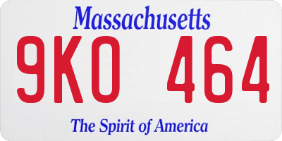MA license plate 9KO464