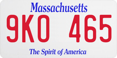 MA license plate 9KO465