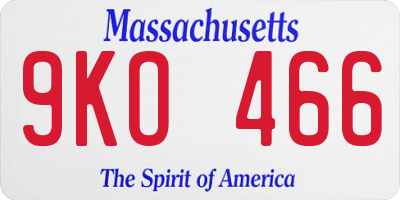 MA license plate 9KO466