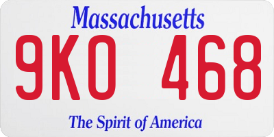 MA license plate 9KO468
