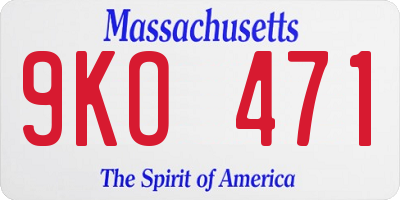 MA license plate 9KO471