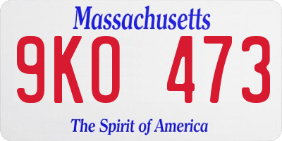 MA license plate 9KO473
