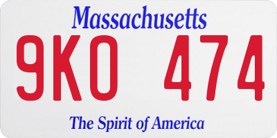 MA license plate 9KO474