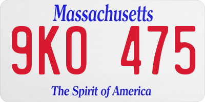 MA license plate 9KO475
