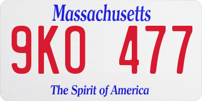 MA license plate 9KO477