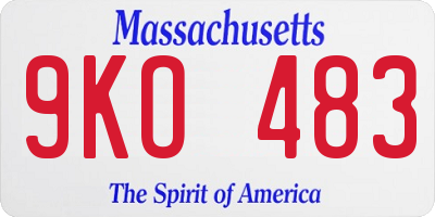 MA license plate 9KO483
