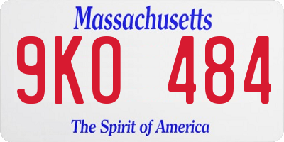 MA license plate 9KO484