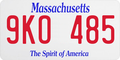 MA license plate 9KO485