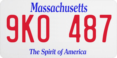 MA license plate 9KO487