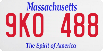 MA license plate 9KO488