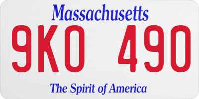 MA license plate 9KO490