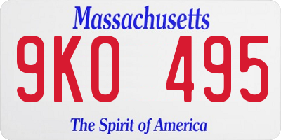 MA license plate 9KO495