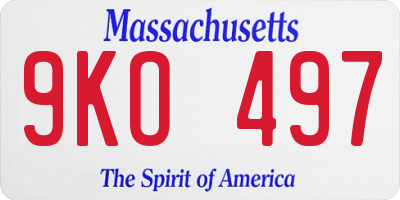 MA license plate 9KO497