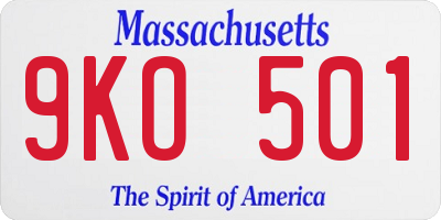 MA license plate 9KO501