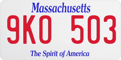 MA license plate 9KO503