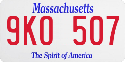 MA license plate 9KO507