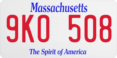 MA license plate 9KO508