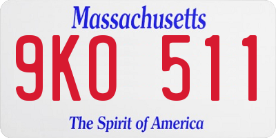 MA license plate 9KO511