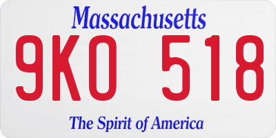 MA license plate 9KO518