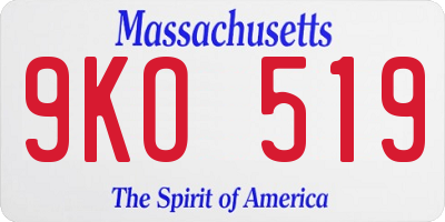 MA license plate 9KO519