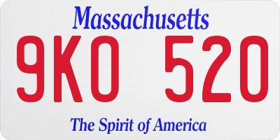 MA license plate 9KO520