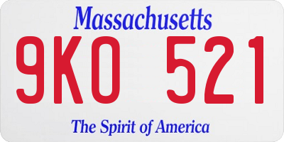MA license plate 9KO521