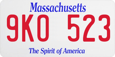 MA license plate 9KO523