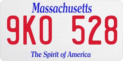 MA license plate 9KO528