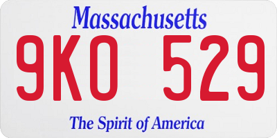 MA license plate 9KO529
