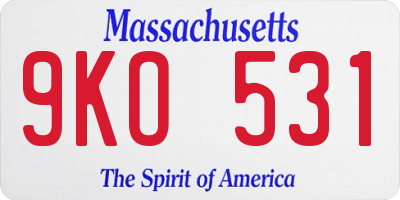 MA license plate 9KO531