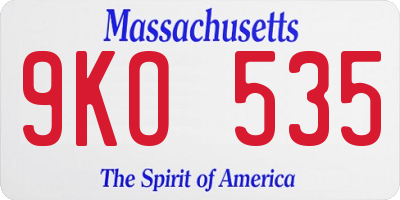 MA license plate 9KO535