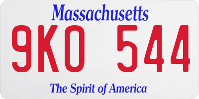 MA license plate 9KO544