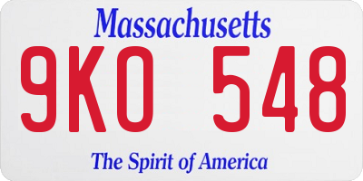 MA license plate 9KO548
