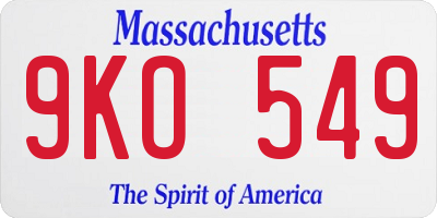 MA license plate 9KO549