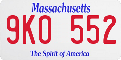 MA license plate 9KO552