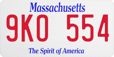 MA license plate 9KO554